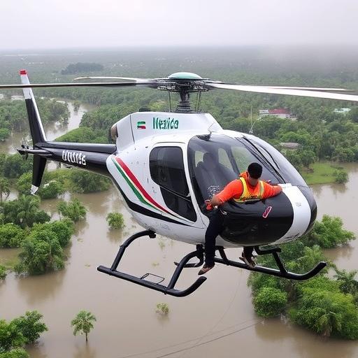 Helicóptero de Playa del Carmen rescata a embarazada en Bacalar por lluvias intensas
