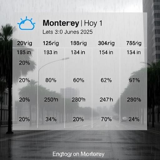 Pronóstico de lluvias intensas en Monterrey hoy 30 de junio de 2025
